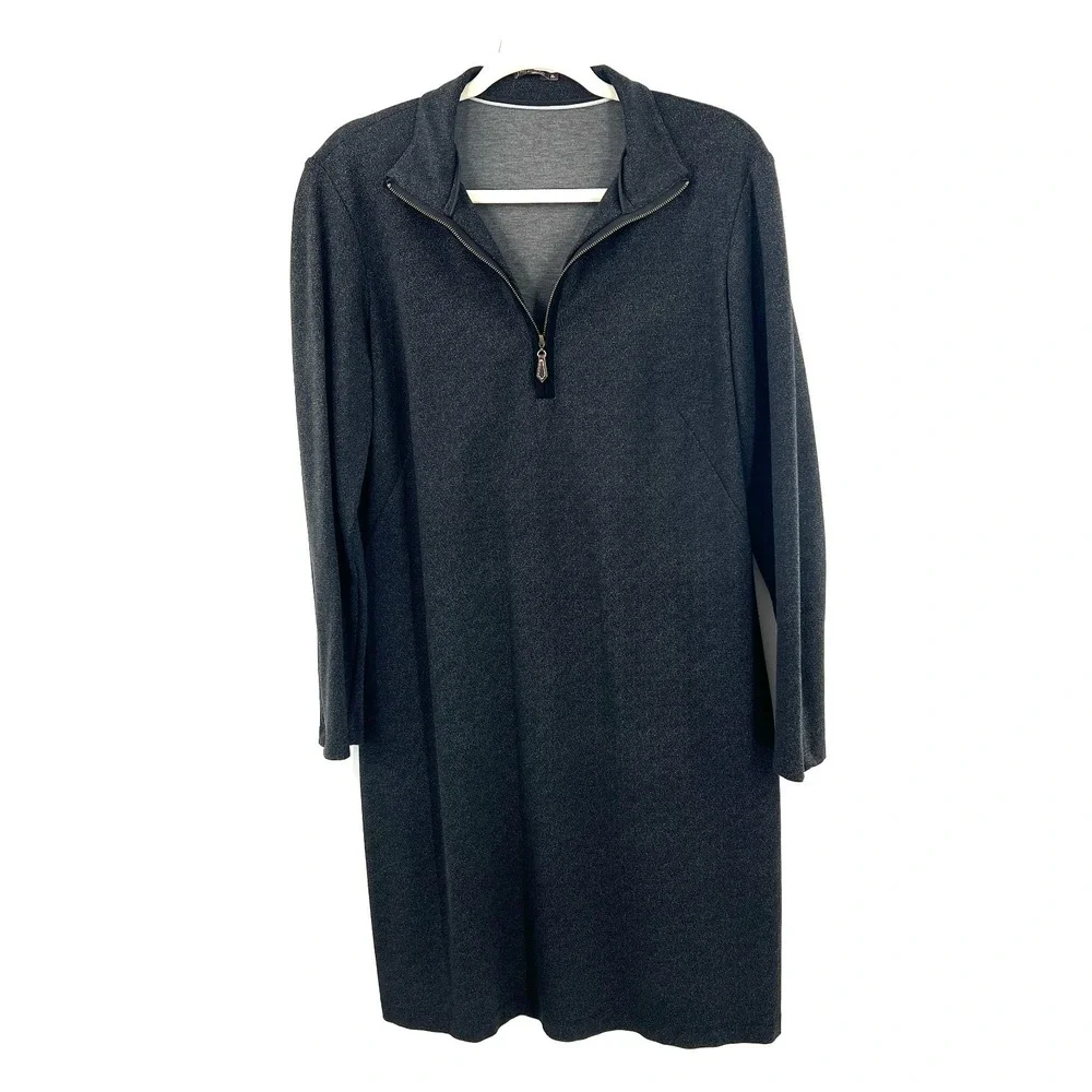 J. Mclaughlin 1/4 zip speckled black long sleeve scuba dress sheath preppy XL - Picture 12 of 13